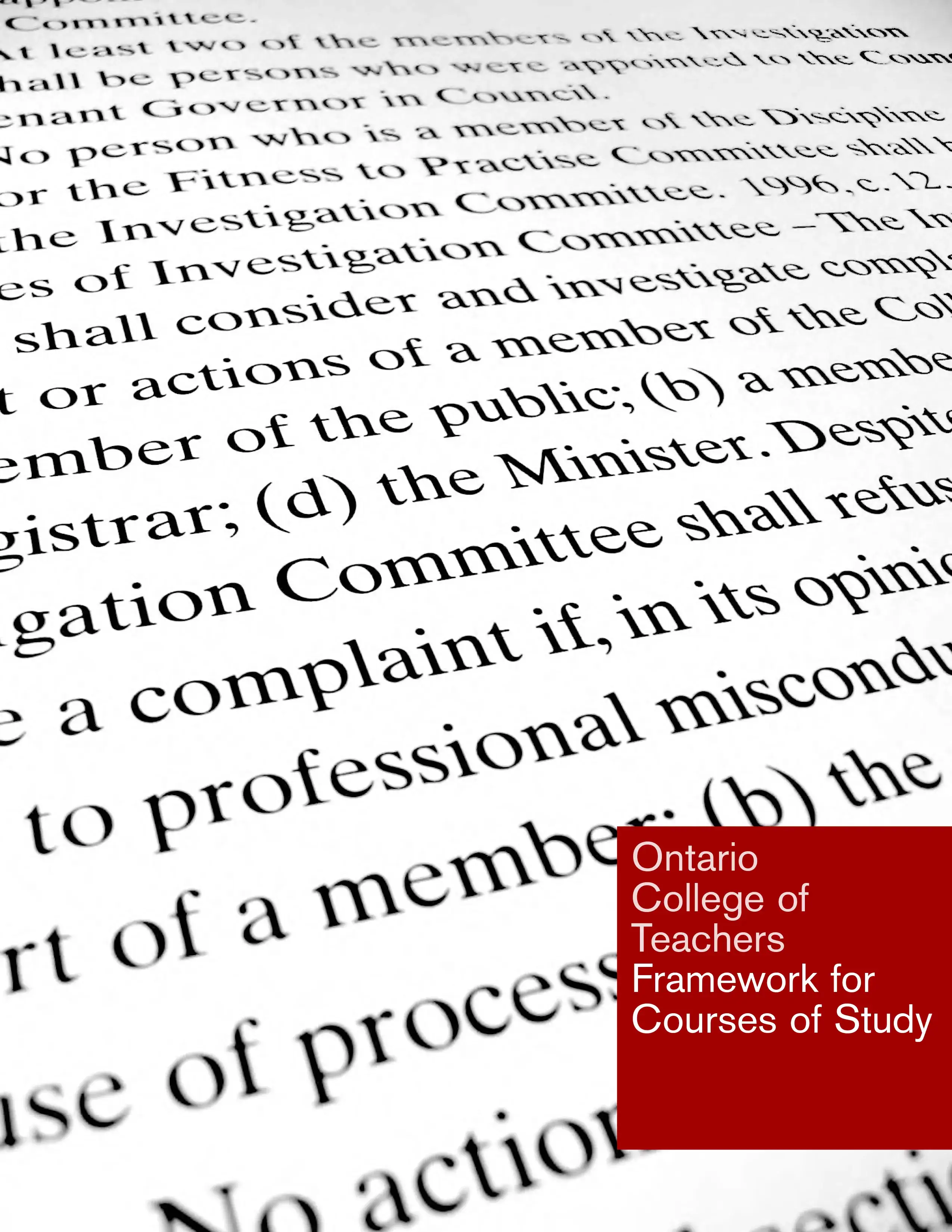 Framework for Courses of Study cover